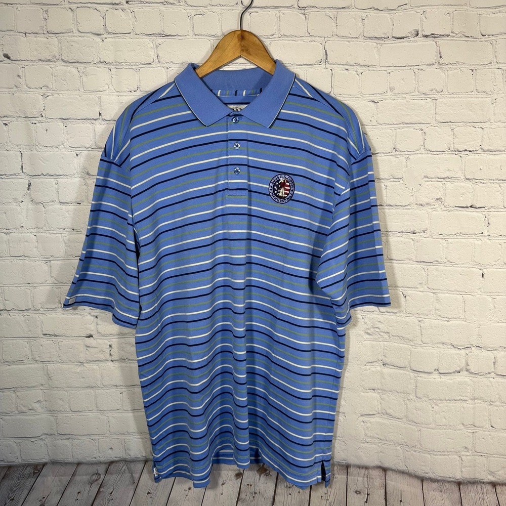 Tehama Clint Mens XL Blue Striped 2005 US Open Pinehurst No‎ 2 Golf Polo Shirt